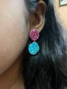 Beaded Floral Drop Earrings