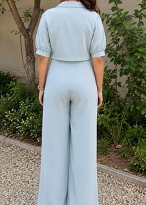 Embroidered Pastel Crop Top with Pants