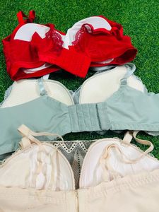 34 size padded Comfortable Lace Bras - Pack of 3