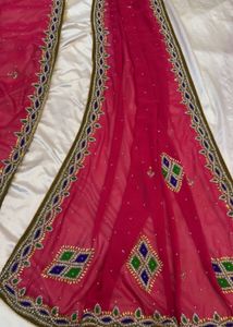Embroidered Pink S Saree