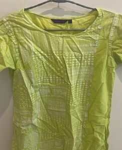 Lime Green Printed Kurta