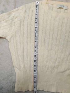 Cream Cable Knit Cropped Sweater