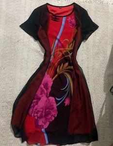 Vibrant Floral Sheer Sleeve Dress