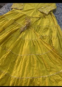 Yellow Tiered Anarkali Suit