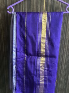 Elegant Purple Saree with Golden Border without bl