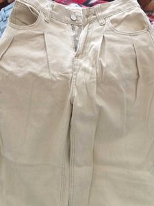 Stylish Beige Pleated Pants