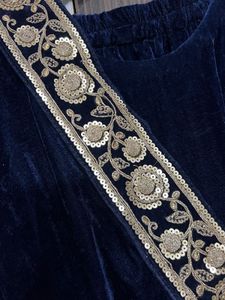 Elegant Navy Velvet Kurta Set