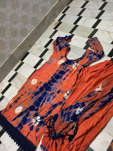 Tie-Dye Orange & Blue Kurta Set