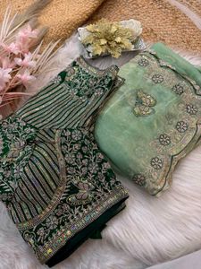 Elegant Pastel Green Embroidered Saree