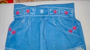Decorative Blue Denim printed pants
