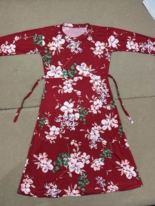 Chic Red Floral Print Midi Dress