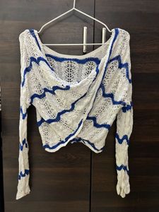 Crochet Knit Long Sleeve Top