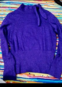 Sparkly Purple Turtleneck Top