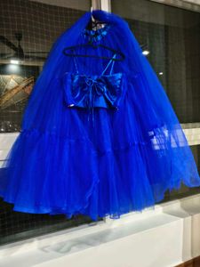 Royal Blue Tulle lehanga choli set