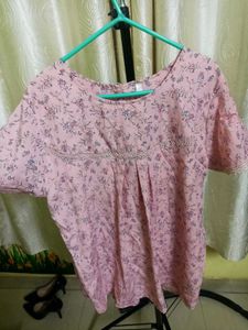 Pink Floral Print Blouse