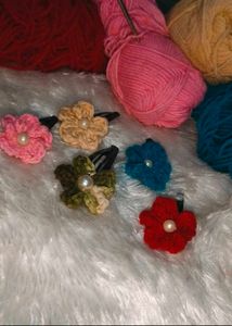Handmade Crochet Flower Hair Clips