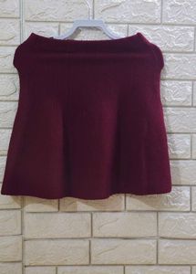 ZARA Maroon Fit &amp; Flare Mini Skirt