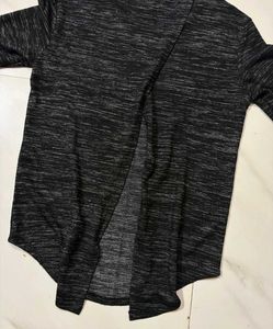 Marled black Grey Long Sleeve Top