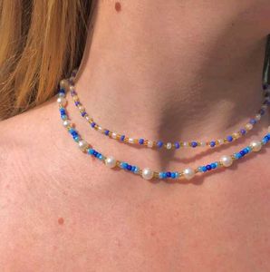 Boho Beaded Pearl Choker Necklace