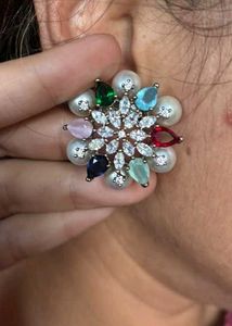 combo of 2 - Stone and pearl earrings