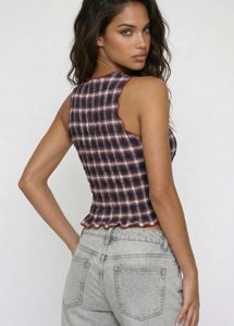 Chic Plaid Smocked Tank Top