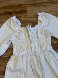 White Cottagecore Midi Dress