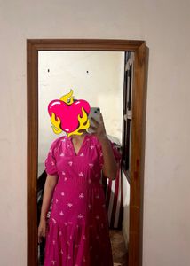 Pink Embroidered Midi Dress