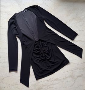 Zara Chic Black Ruched Long Sleeve Dress