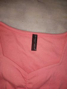 Pink Puff Sleeve Ribbed Top