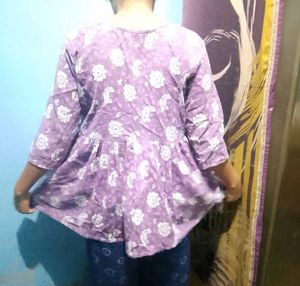 Purple Floral Peplum Kurta