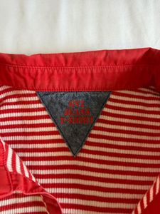 Red Striped Polo Top