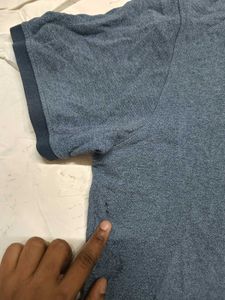 Men's Blue Textured Polo T-Shirt