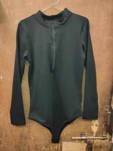 Shein Fitted High Neck Zip ClosureFull Sleeve Leot