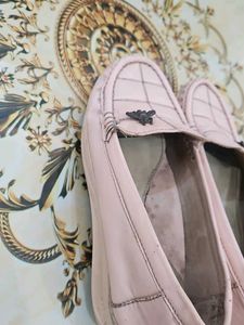 38 Number Pink Loafers with Butterfly Accent