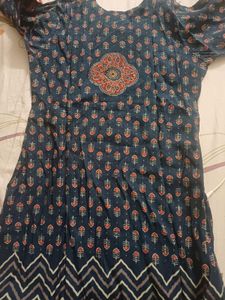 Blue Printed Kurta with Mirror Work Salwar suit