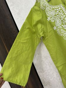 Lime Green Embroidered Kurta