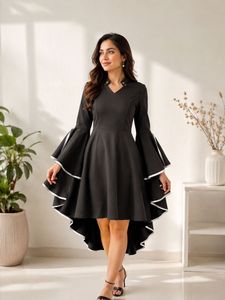 Chic Black Dress with Bell Sleeves