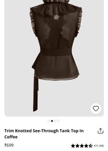 Elegant Brown Ruffled Sleeveless Top