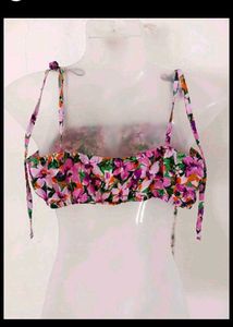 Floral Crop Top with Tie Straps