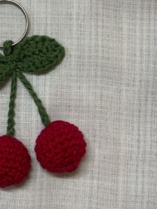Handmade Crochet Cherry Keychain