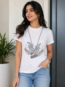 White T-Shirt with Sneaker Graphic