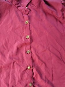 Elegant Wine Colored Button-Up Shirt
