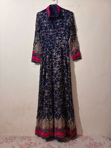 Elegant Navy Embroidered Gown.