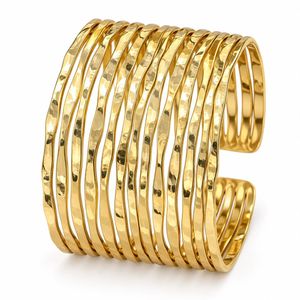 Stacked Hammered Bangles Cuff Anti-tarnish