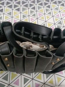 Stylish Black Pleated Handbag