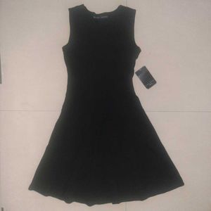 ZARA Sleek Black Sleeveless Fit &amp; Flare Dress