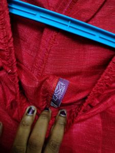 Vibrant Red Silk Blend Pants
