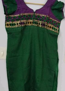 Purple And Sea Green A Line Kurta Set