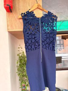 Elegant Navy Blue Lace Dress