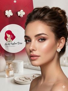 Elegant Floral Stud Earrings with Pearl Accent